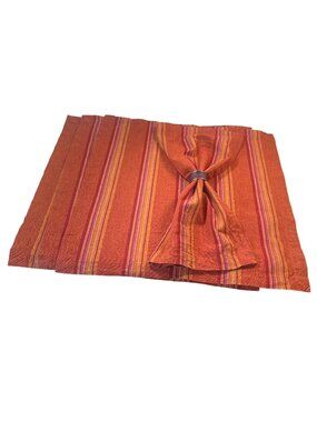 World Market Sunset Striped Cloth Dinner Napkins 19x19 India Fall Southwest 4